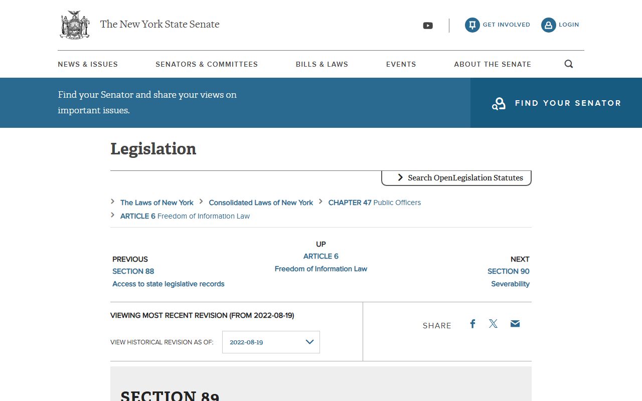 New York Public Officers Law section 89 FOIL appeals page for Orange County public records