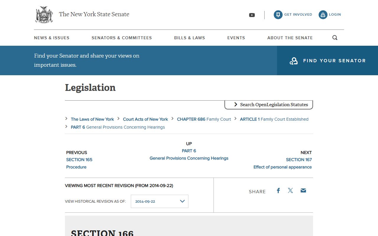 New York Family Court Act 166 page on Orange County Family Court record access