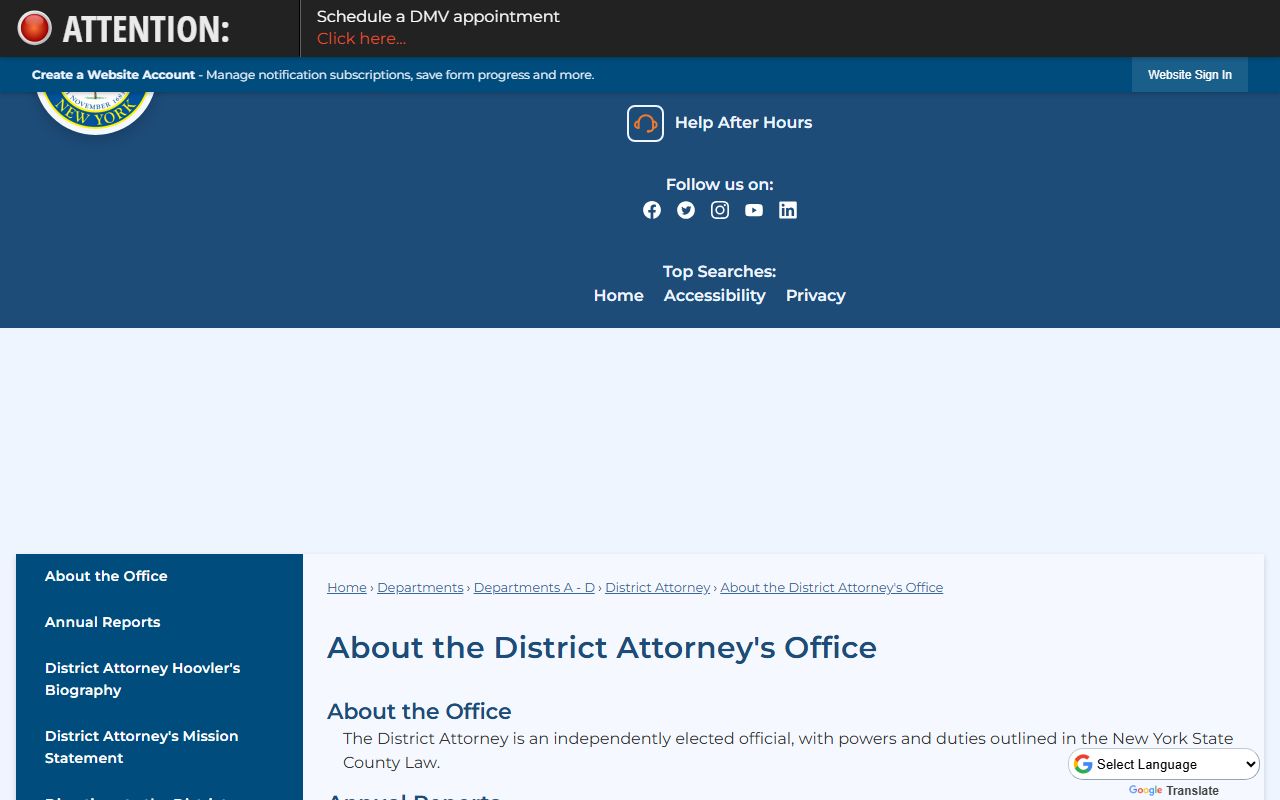 Orange County District Attorney office page for arrest and criminal records