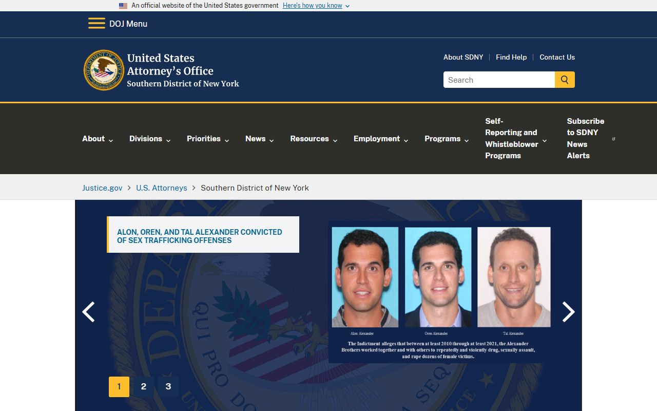 U.S. Attorney SDNY page for Orange County federal criminal records