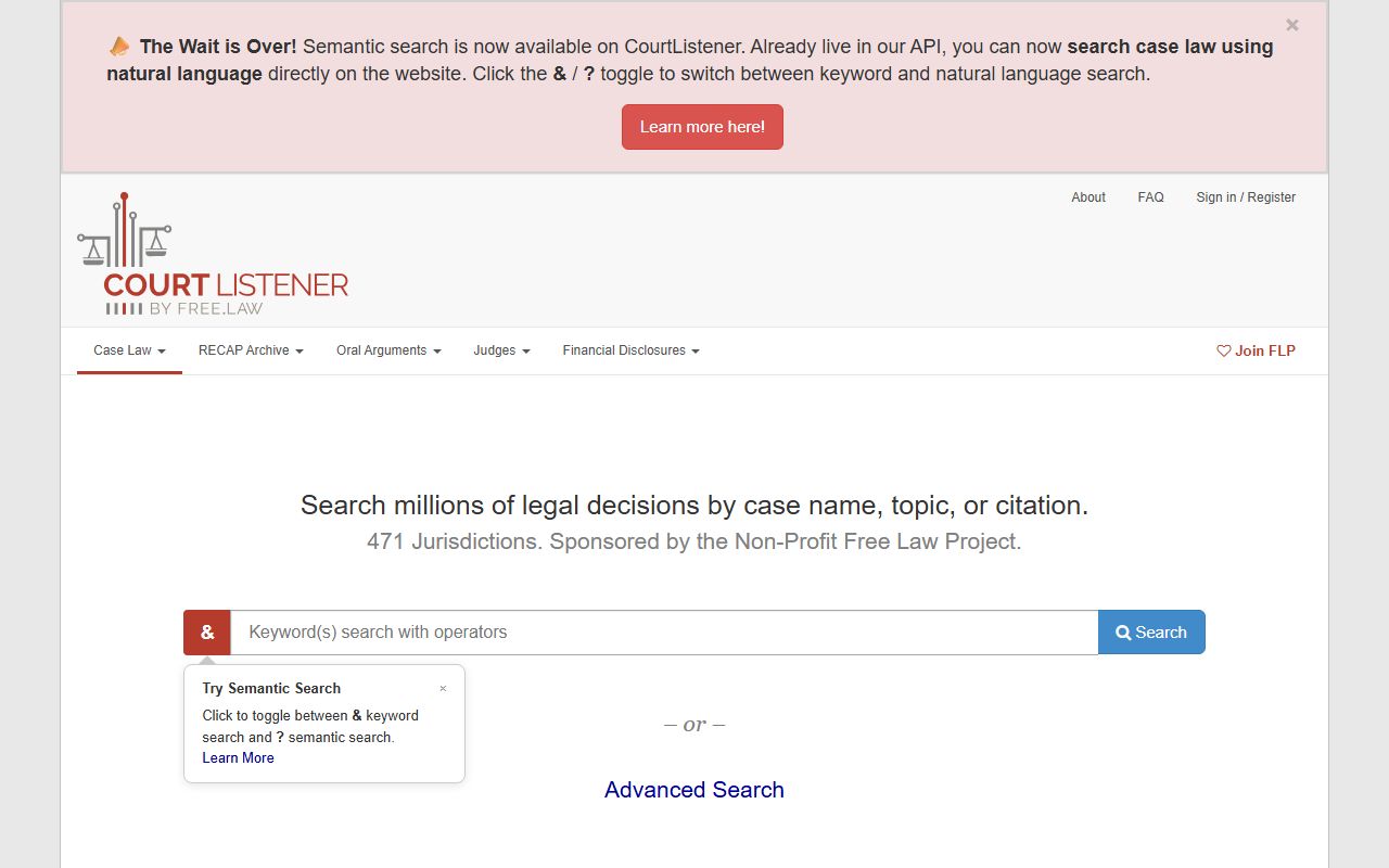 CourtListener research tool for Orange County federal court records