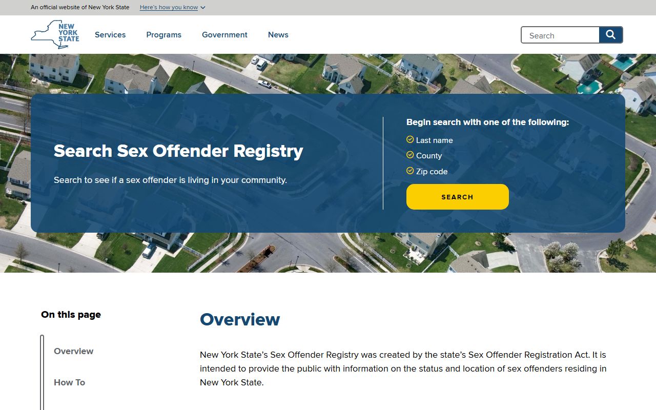 New York sex offender registry for Orange County released inmates