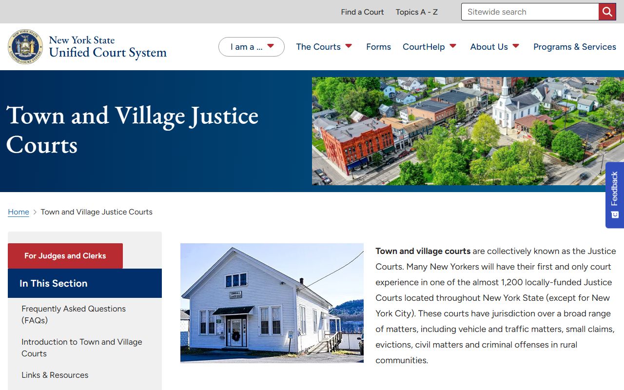 New York town and village Justice Courts page serving Orange County local cases