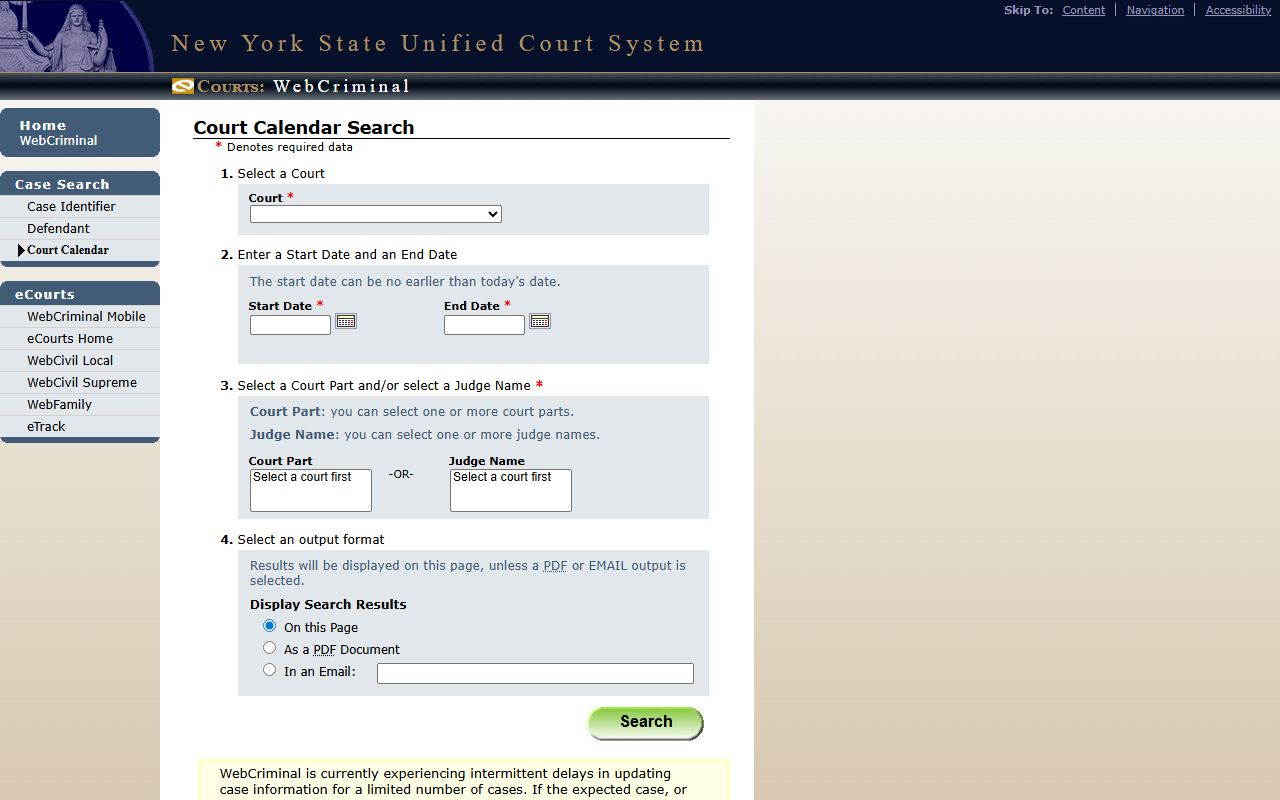 WebCriminal court calendar search for Orange County court dockets